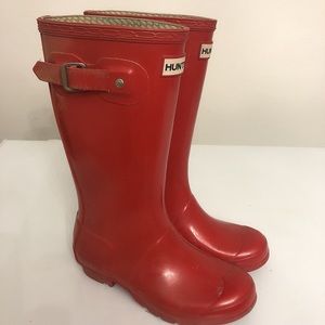 Hunter rain boots red kids 3/4 34